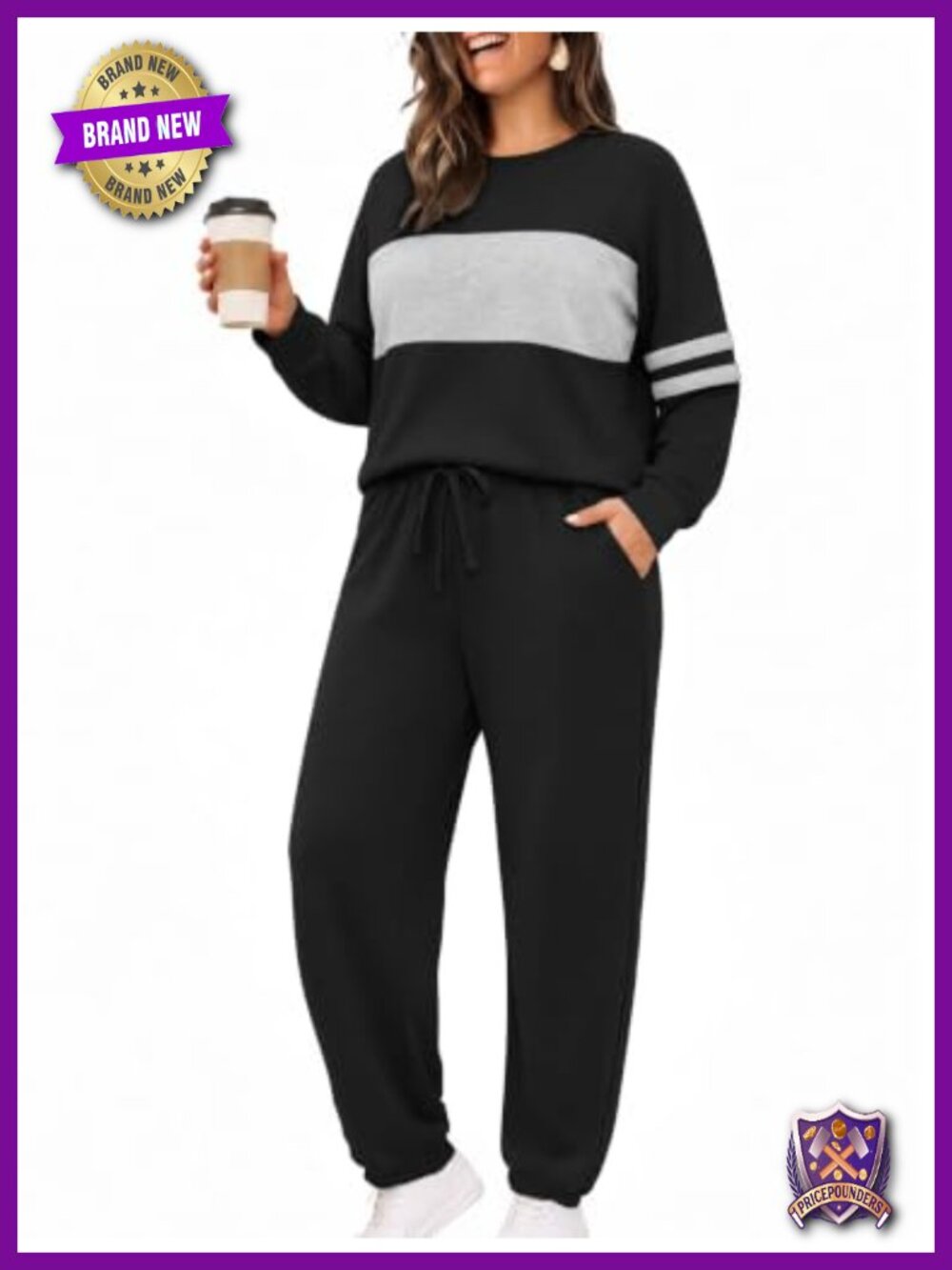 Plus Size 2 Piece Sweatsuit Lounge Set Hoodie Jogger Sweatpants